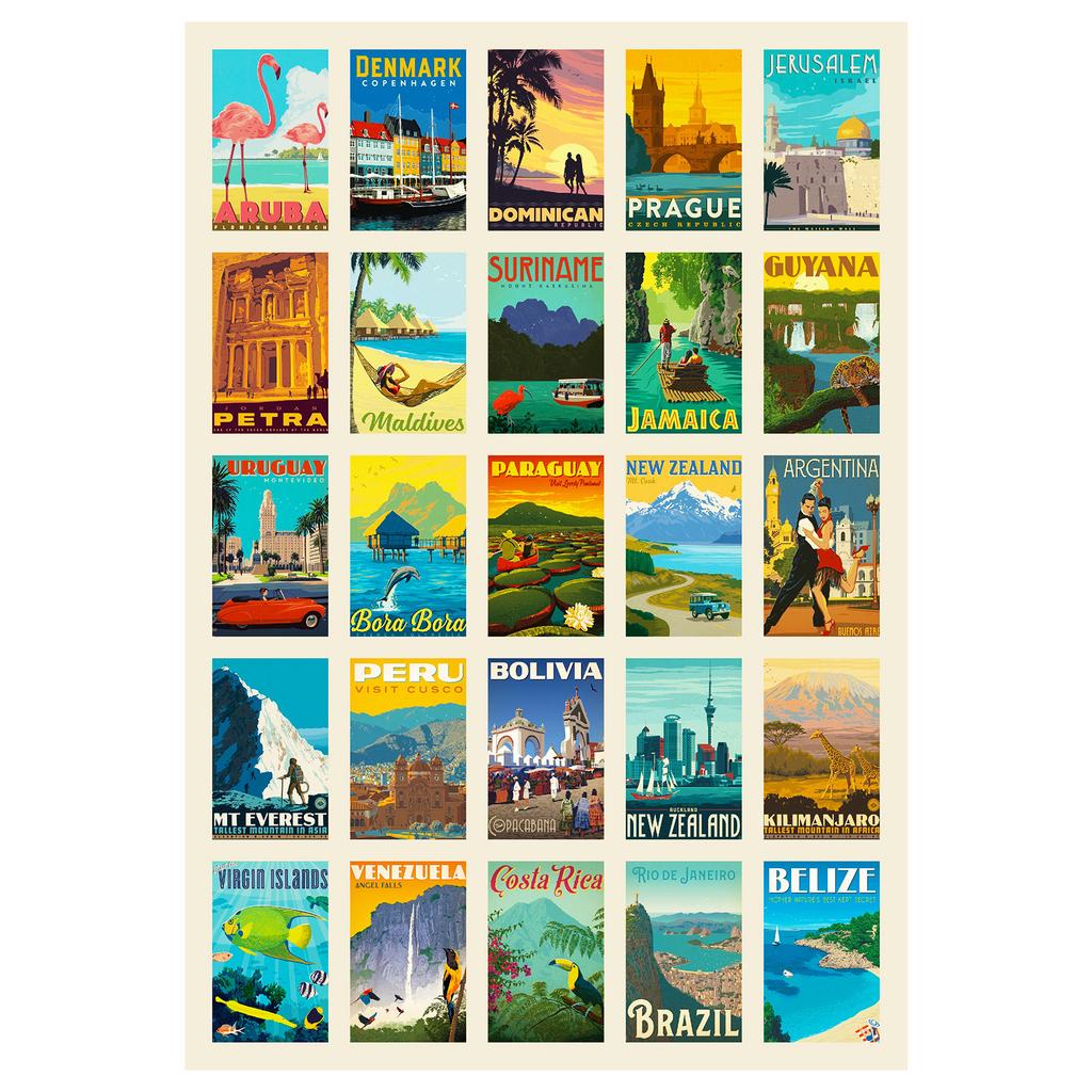 100 Stickers for World Landmarks Posters Stickers for European and American Oil Painting Style Suitcase Decoration Graffiti Decoration 4 Pictures