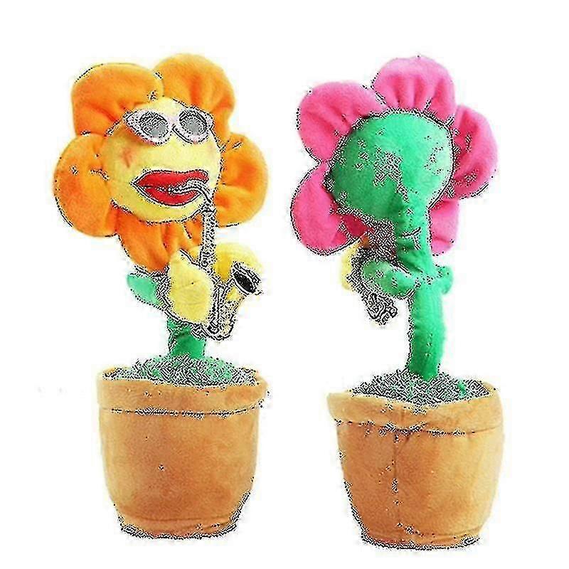 Dancing Sunflower With Sax 35cm Electronic Singing Toy 80 Songs Swinging Plant Pot!zz6