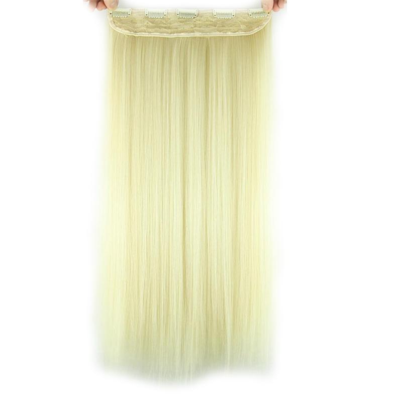 MERISIHAIR Women Long Straight Hair Extensions Wig 5 Clips Head Hairpieces Synthetic Fiber Natural Black Grey Ombre Color