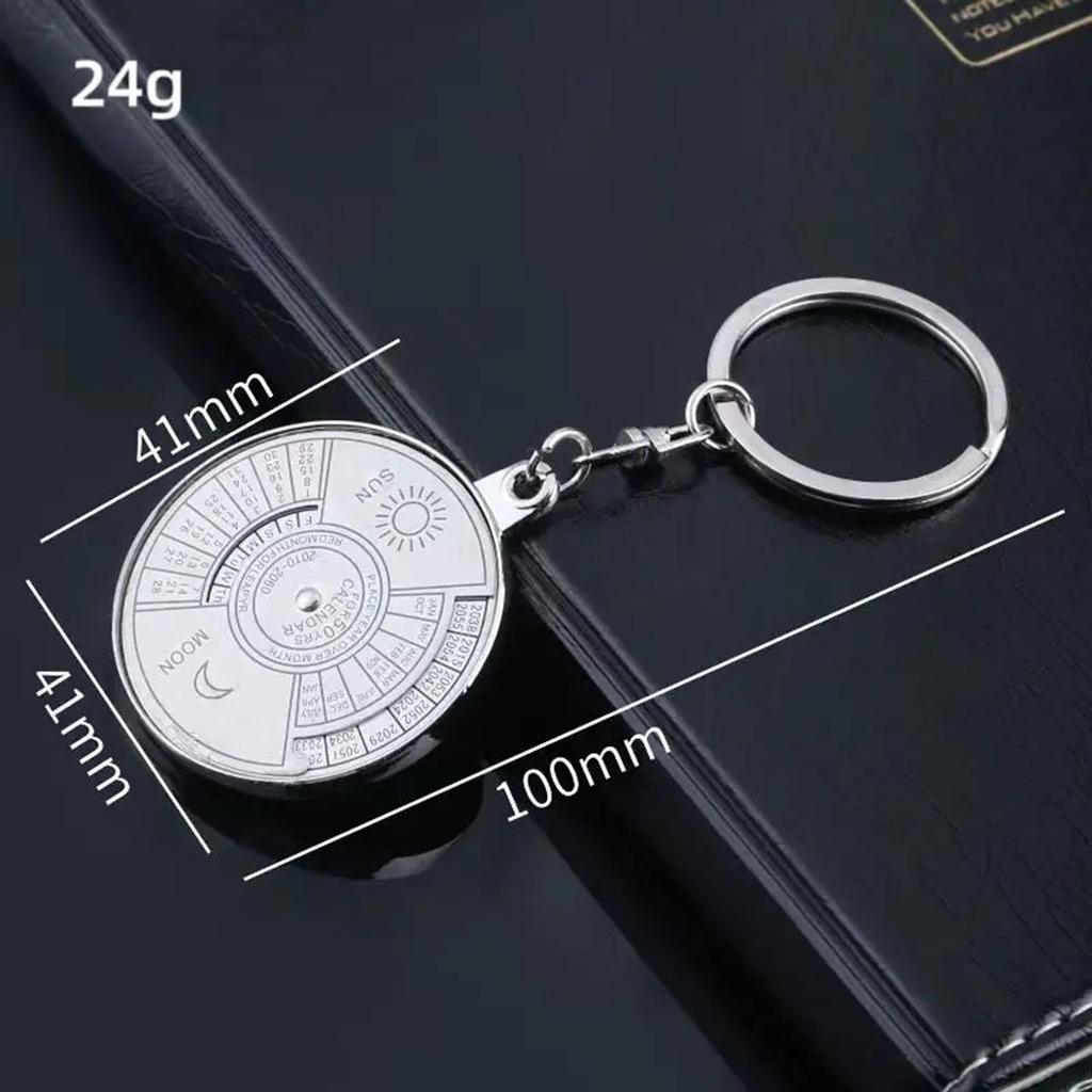 50 Years Perpetual Calendar Keyring Keychain Silver Alloy Key Ring Keyfob Decoration 8OU9