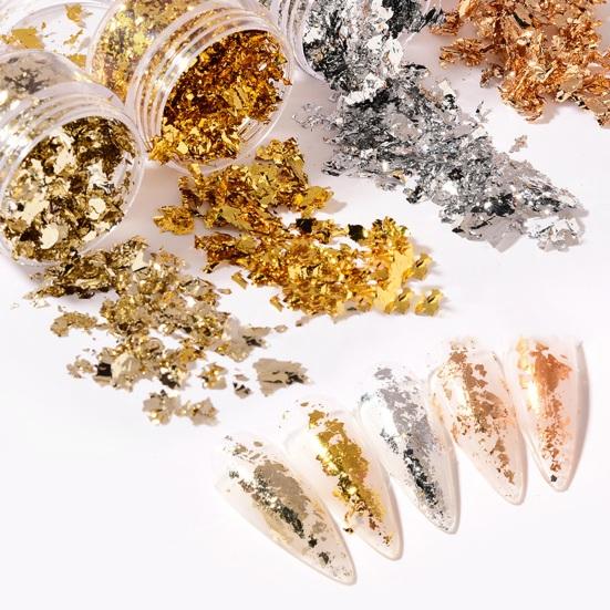 1 коробка, украшение для ногтей, блестки, золотой/серебряный цвет, нерегулярные чешуйки из оловянной фольги, DIY маникюр, УФ-гель-лак, 3D блестящие аксессуары для украшения ногтей