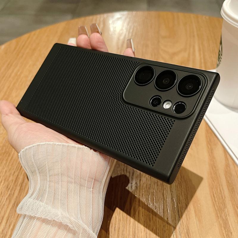 Сетчатый дышащий чехол для рассеивания тепла для Samsung Galaxy S23 S22 S21 Note 10 Plus 20 Ultra S20 FE A73 A53 A52 A54 Жесткий чехол для ПК