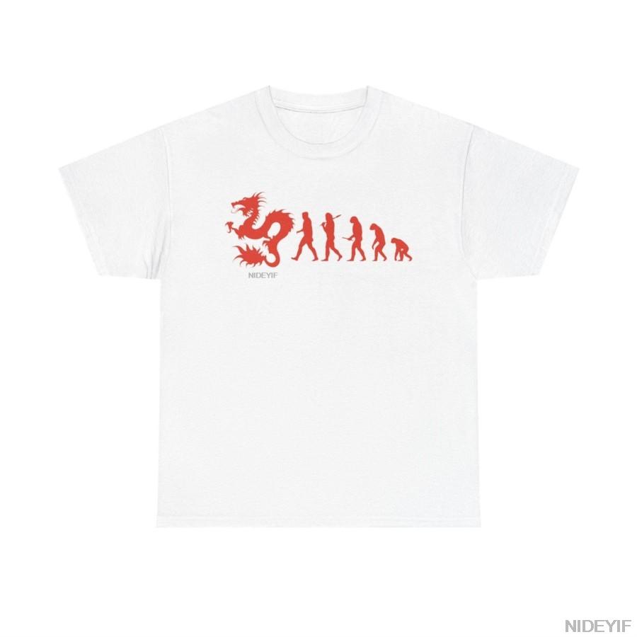 2026 Vintage Red Chinese Dragon Silhouette Front Graphic Tshirt Grunge Print Soft Cotton Short Sleeve Unisex Casual Daily Tee