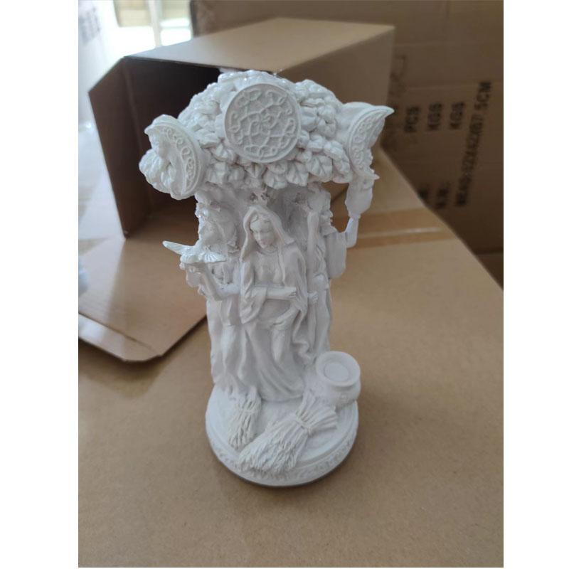 The Triple Goddess Sculpture Celtic Sacred Moon Triple Goddess Mother Maiden Crone Under Tree of Life Statue Hecate Brigid Decor Garden SculptureA