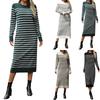 Женская мода, новый приталенный цветной свитер, полосатая длинная юбка, модное осеннее и зимнее платье