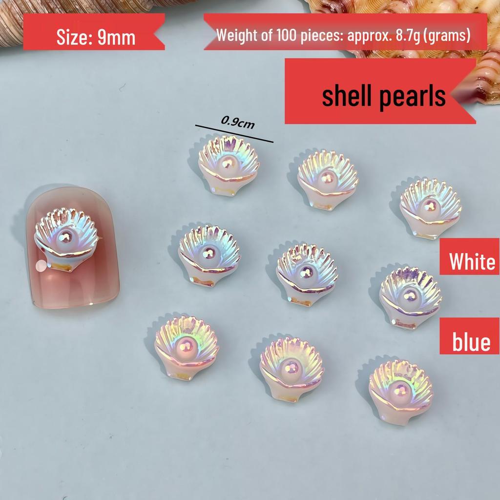 Ocean Style Seashell Nail Art Kit: 3D Shell, Starfish, Resin Ornaments with 12-Grid Box