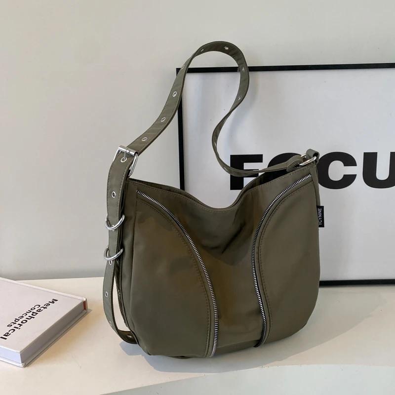 Твердая большая вместительная сумка через плечо для швейных ниток для женщин с мягким внутренним карманом на молнии из нейлона, высокое качество