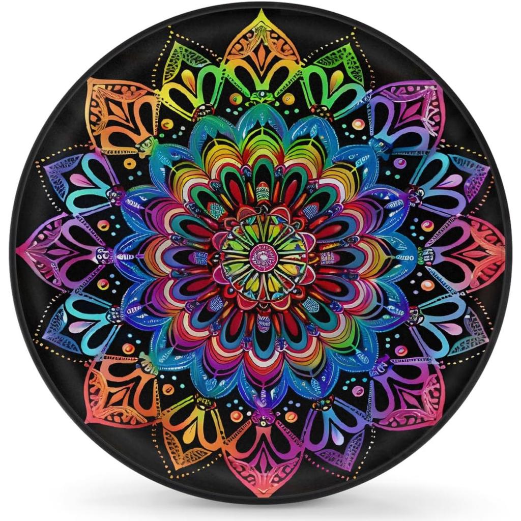 Vibrant Rainbow Mandala Spare Tire Cover Durable Waterproof Fit Wheel Protector for Cars Trucks SUVs RV
