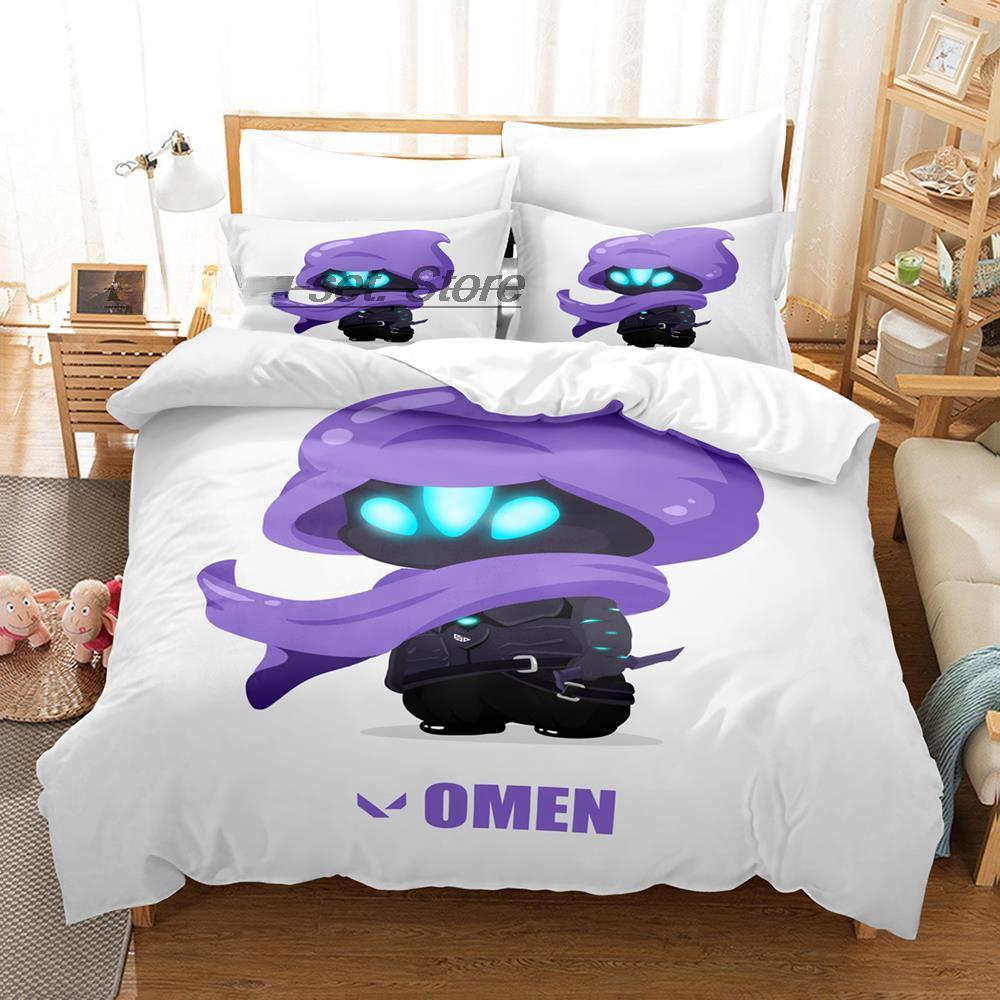 Комплект постельного белья Game VALORANT Omen Single Twin Full Queen King Size для взрослых и детей, комплект постельного белья Anime Bed Sheet Set