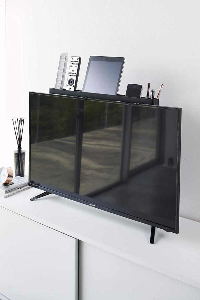 Yamazaki Jitsugyo Подставка для пульта дистанционного управления на заднюю панель телевизора Черный Ш50хГ4хВ58см Подставка над телевизором для Smart TV Надтелевизионное хранилище 4879 Прибл.