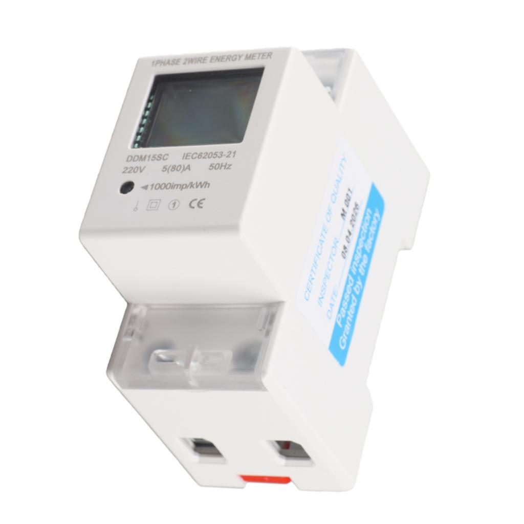 5 80A DDM15SC LCD Digital Display Single Phase Din Rail Electronic Energy KWh Meter