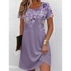 Женское повседневное платье-футболка с цветочным принтом, дышащее, с круглым вырезом, с коротким рукавом, элегантная юбка миди для отпуска