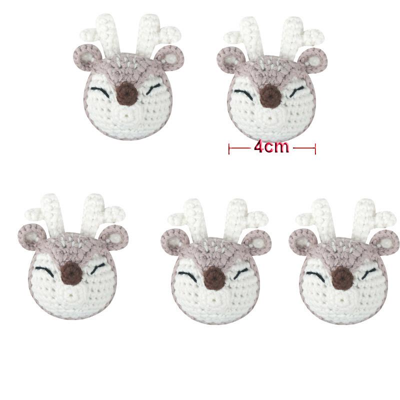 5 шт. Вязаные бусины Животное Кролик Жевательные бусины DIY Деревянные Бусины для прорезывания зубов Вязание Бусины Украшения Кроватка Сенсорная игрушка Грызунок для ребенка