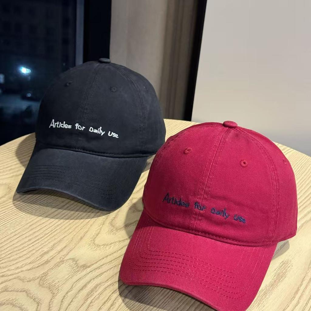 Fashion Hat new Korean version contrasting color letter embroidery soft top baseball cap simple casual four seasons versatile face small cap tide