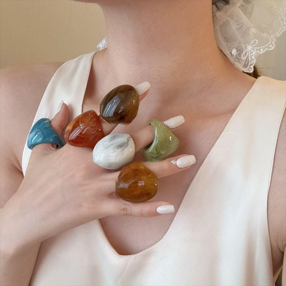 Кольцо из прозрачной смолы цвета Мелард, шарм, неровное кольцо, креативное акриловое геометрическое кольцо, для девушек