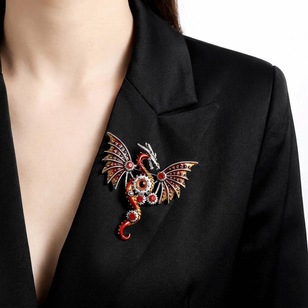 Shiny Rhinestone Enamel Brooch Colorful Enamel Dragon Brooch Shiny Rhinestone Brooch Daily Wear