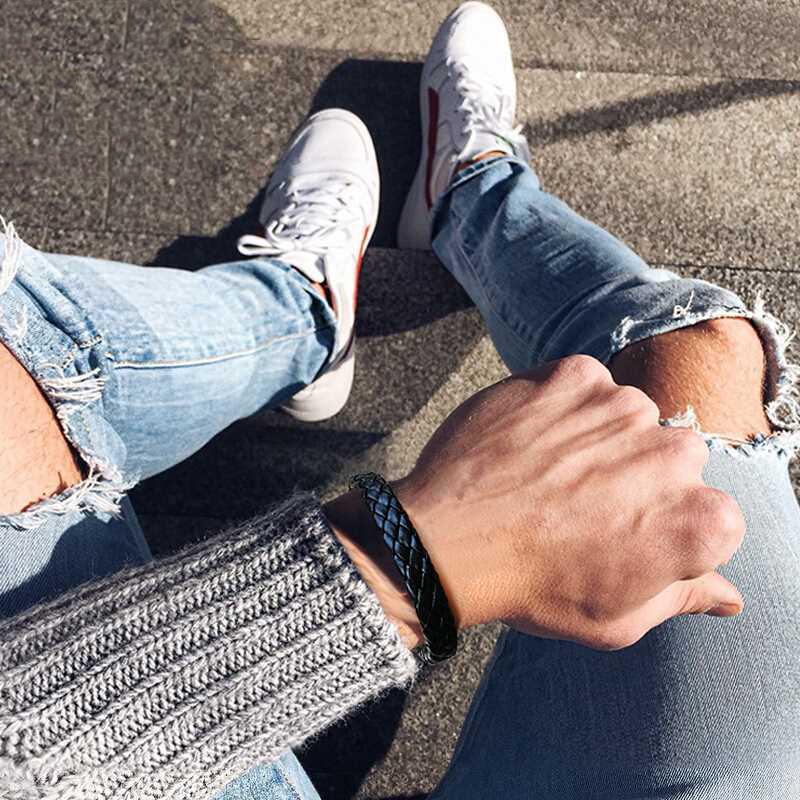 Мужской и женский плетеный браслет из кожаного шнура, ручной работы, в этническом стиле