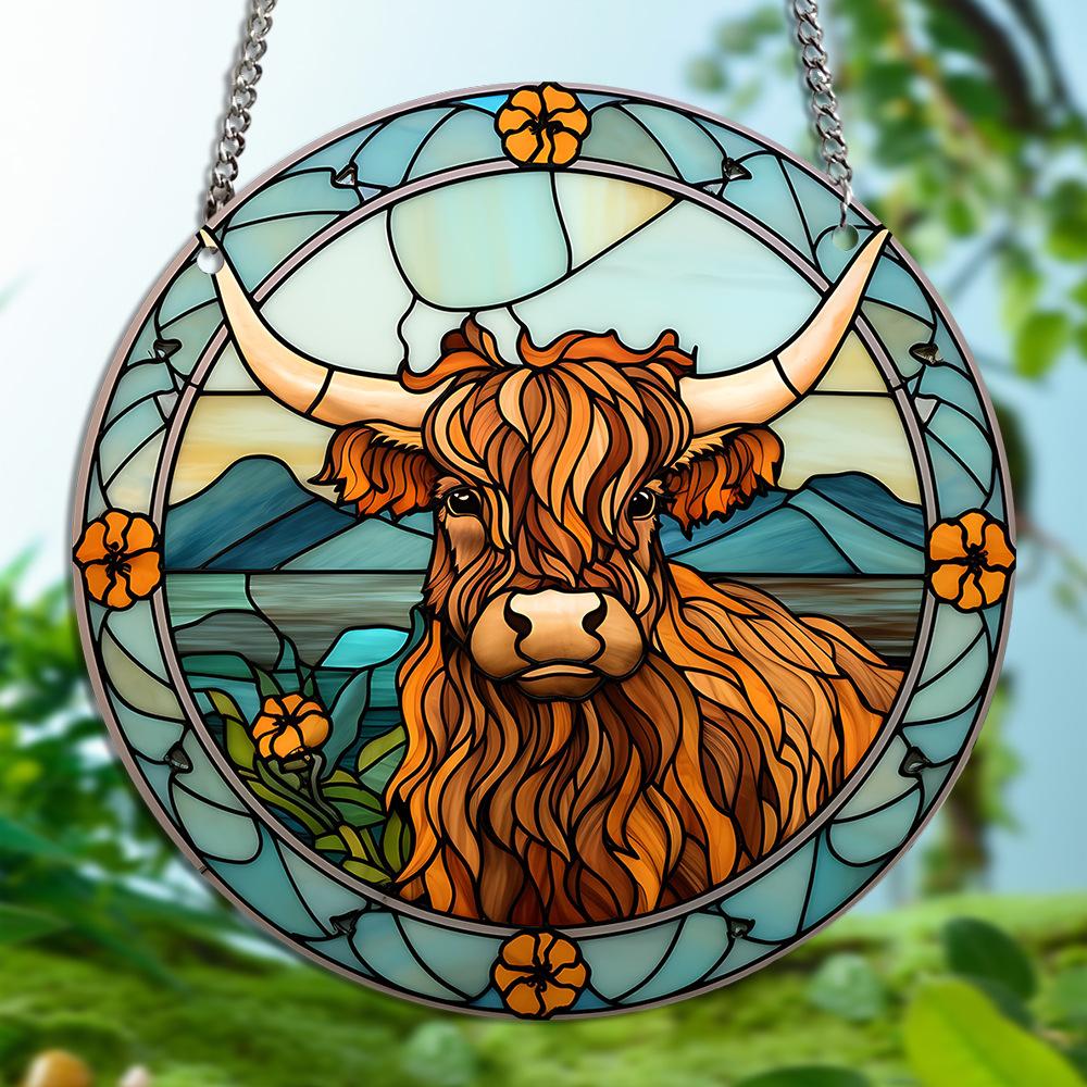 Витражная панель-ловец солнца с колибри, настенный/дверной подвесной декор, птицы, круглый, расписанный акрилом, подвеска для окна, украшение для дома/комнаты