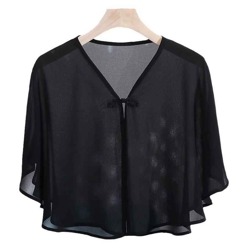 Spring Chiffon Short Outer Wear Sunscreen Shawl Women Sun Clothing Summer Sun Protection Air-Conditioning Cloak Lace Thin Scarf