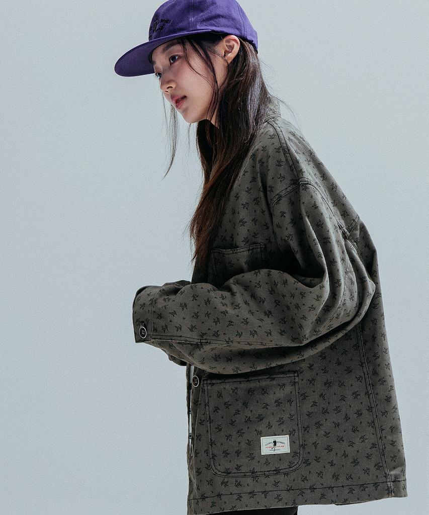 ANNEHEARTS Vintage Floral Pocket Jacket_Khaki