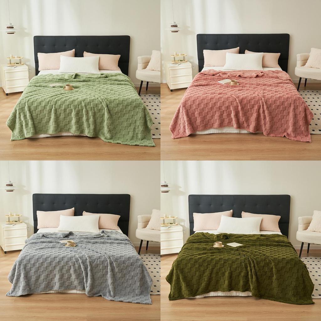 Multicolor Waffle Fleece Throw Blanket For Home Comfort And Warmth
