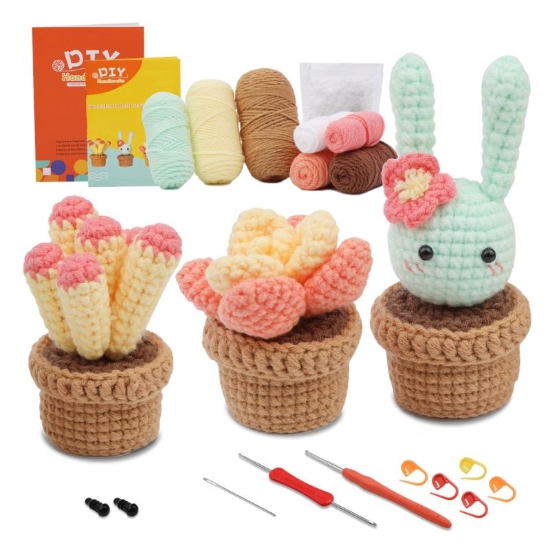 Beginners Crochet Kits DIY Crochet Starter Kits Including Crochet Hook, Yarn Balls, Needle, Instructions, Accessories