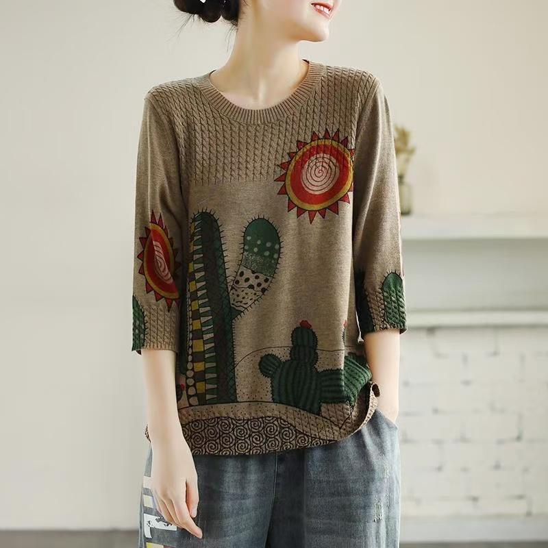 Осенний литературный принт, свободный вязаный женский свитер, одежда, винтажный пуловер, свитера