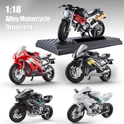 Модель мотоцикла литая 1:18 Игрушечных Машинок, Коллекционная Модель С Основанием-Подставкой Вращающиеся Резиновые Колеса Подарки для Детей