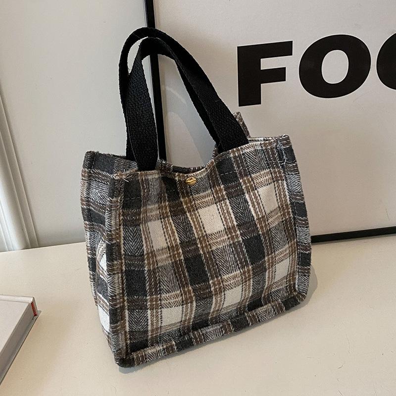 Осенне-зимняя ретро-сумка из шерсти для женщин, новая корейская сумка-тоут, универсальная повседневная сумка большой вместимости на одно плечо для поездок на работу