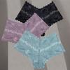 FINETOO 3Pcs Women Sexy Low Waist Lace Boyshort Floral Panties S-XL Girls Hollow Out Underwear Ladies Comfortable Underpants Female Lingerie
