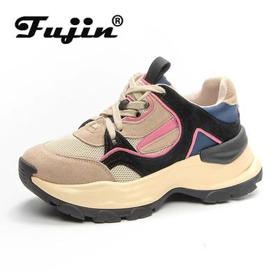 Fujin 5,5 см из натуральной кожи, женские ботильоны, летние массивные кроссовки из натуральной кожи, дизайнерская обувь высокого бренда, дышащая