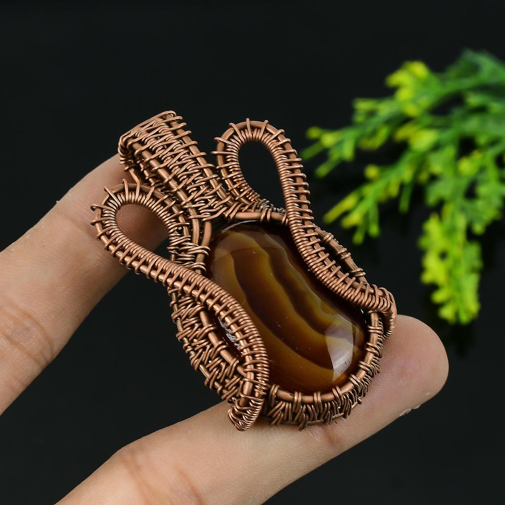 Натуральный агат Монтана, драгоценный камень, медная проволока ручной работы, подарочная подвеска 2 Z7a34