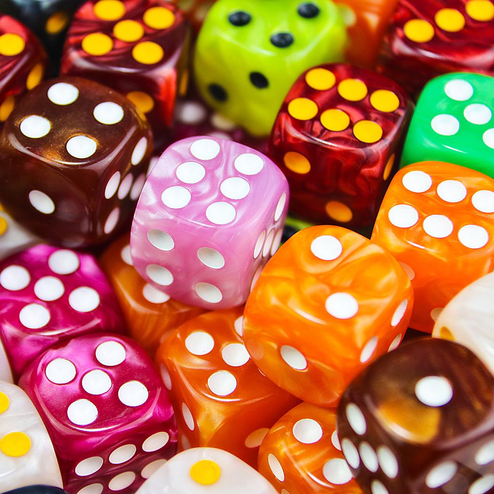 10Pcs Dice D6 16mm Gambling Dice Marble Effect Dots Dice Game Accessories Toy and Gift