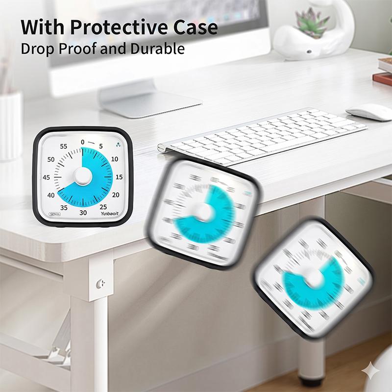 Yunbaoit 60-минутный бесшумный таймер для детей, таймер для учебы, классной комнаты, кухни, офиса, портативный таймер, Google обратный отсчет, визуальный таймер
