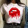New Fashion Women Tshirt Watercolor Lips Printed Tops Tee Casual Short Sleeve Female Tee Shirts Harajuku Graphic T-Shirts Femme