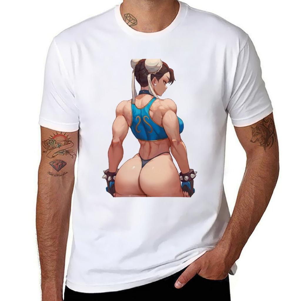 ChunLi in Thong TShirt Athletic Fit Sports Short Sleeve Top