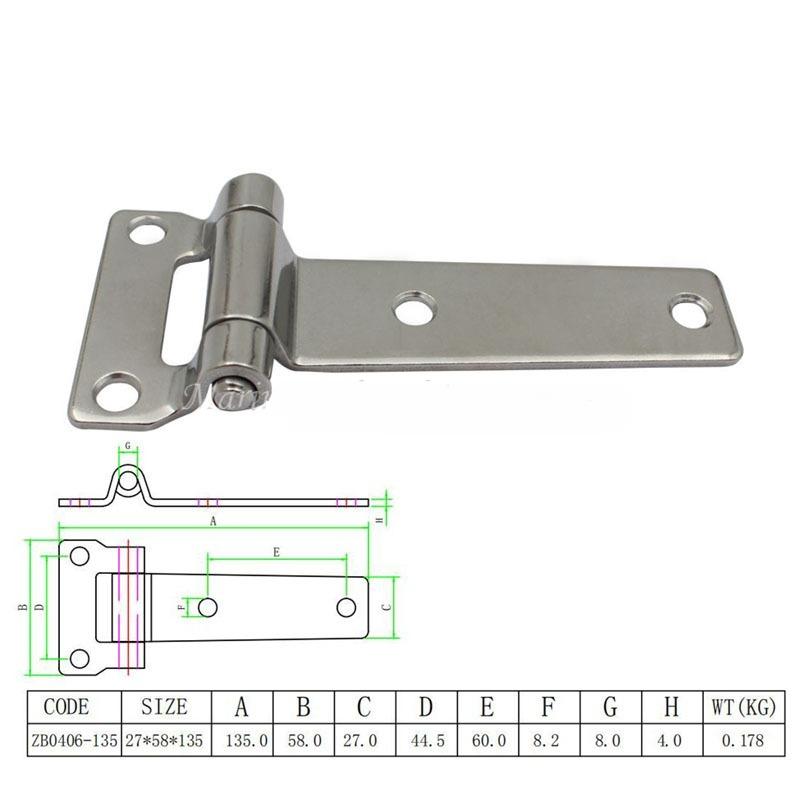 Петля для двери из литой нержавеющей стали 316/304, плоская петля, Т-образная петля с 4/6 отверстиями 76 мм, 102 мм, 152 мм, морские петли, лодочная фурнитура