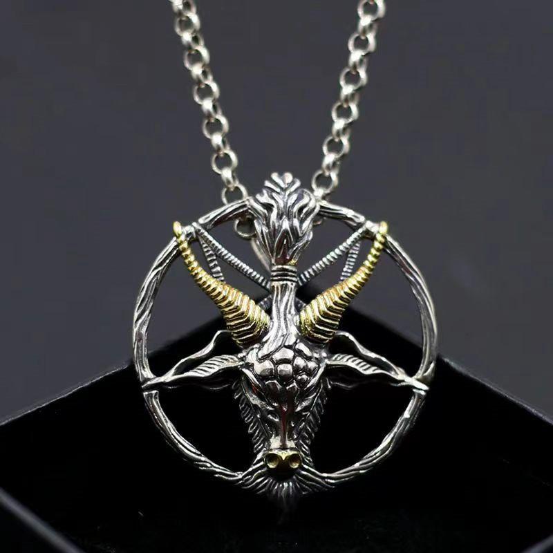 1 шт посеребренное винтажное перевернутое пентакль сатанинское ожерелье с козой кулон сатанинское ожерелье уникальный языческий амулет ювелирные изделия