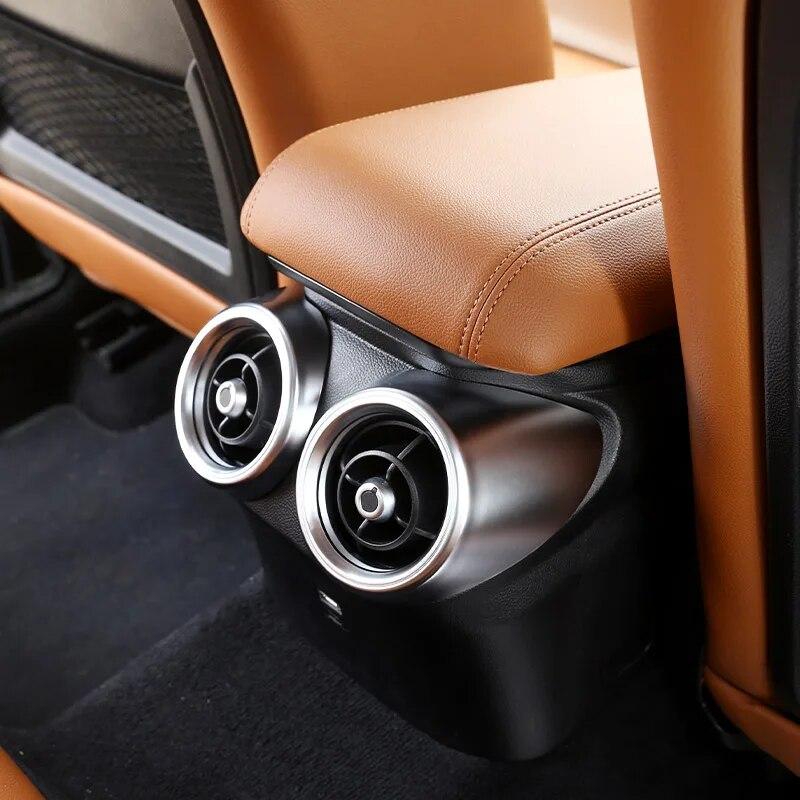 ABS углеродное волокно для Alfa Romeo Giulia 2017-автомобильный задний ряд кондиционер вентиляционное отверстие крышка отделка авто аксессуары для интерьера