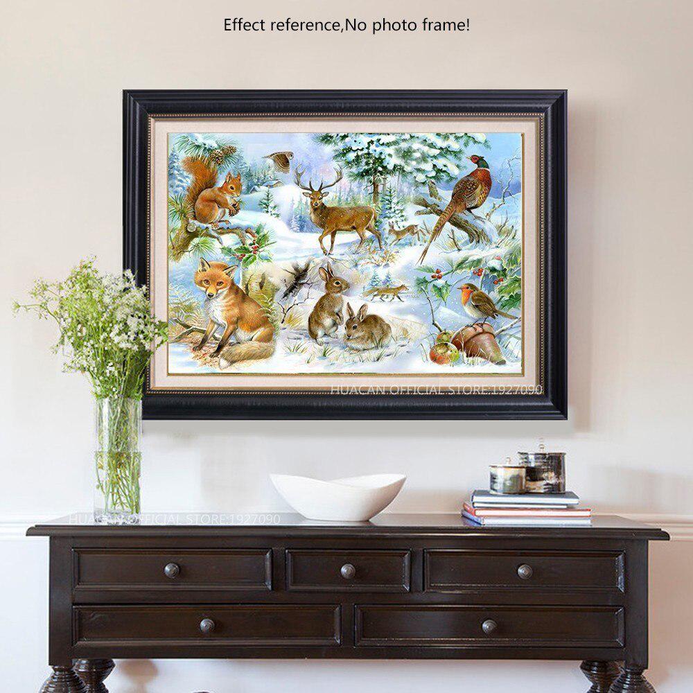 Diamond Painting Animal Winter Snow Rhinestone Mosaic Diamond Embroidery