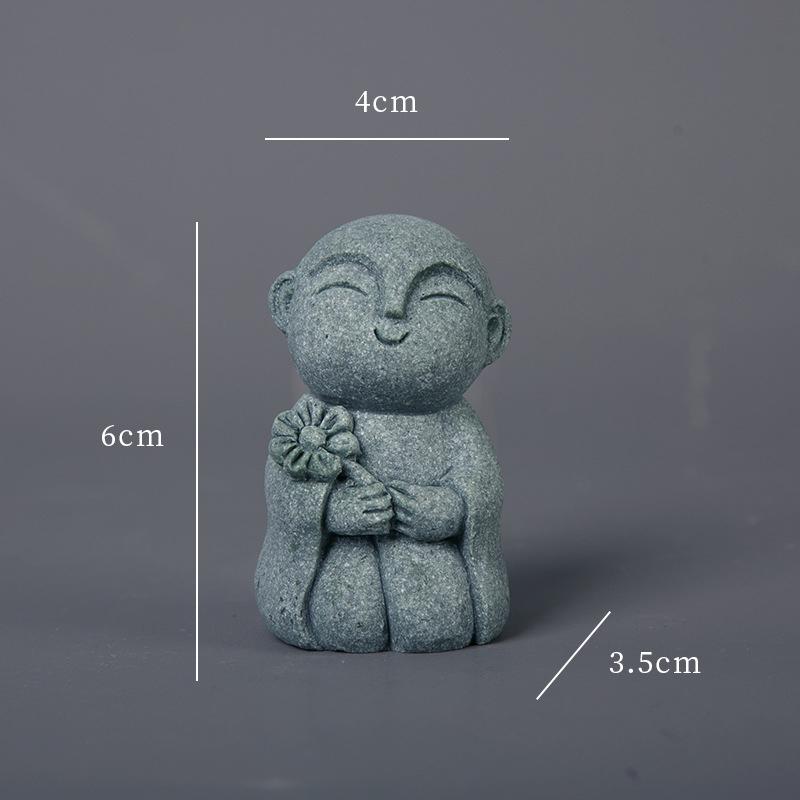 Miniature Statues Small Monk Figurines 4 Piece Resin Meditation Room for Study Tabletop Gifts Sets