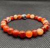 8mm Fiery Orange Gemstone Beads, Bracelet with Dragon Charm, Bold & Powerful Gemstone  Style, Gift for Men's and Women's Gift