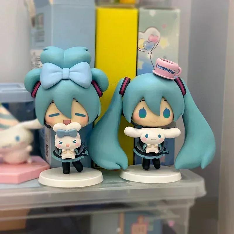 NEW Hatsune Miku Figure Cinnamoroll Figures Miku Kawaii Action Figurine Q-version Doll Model Pvc Desktop Decoration Toys Gifts