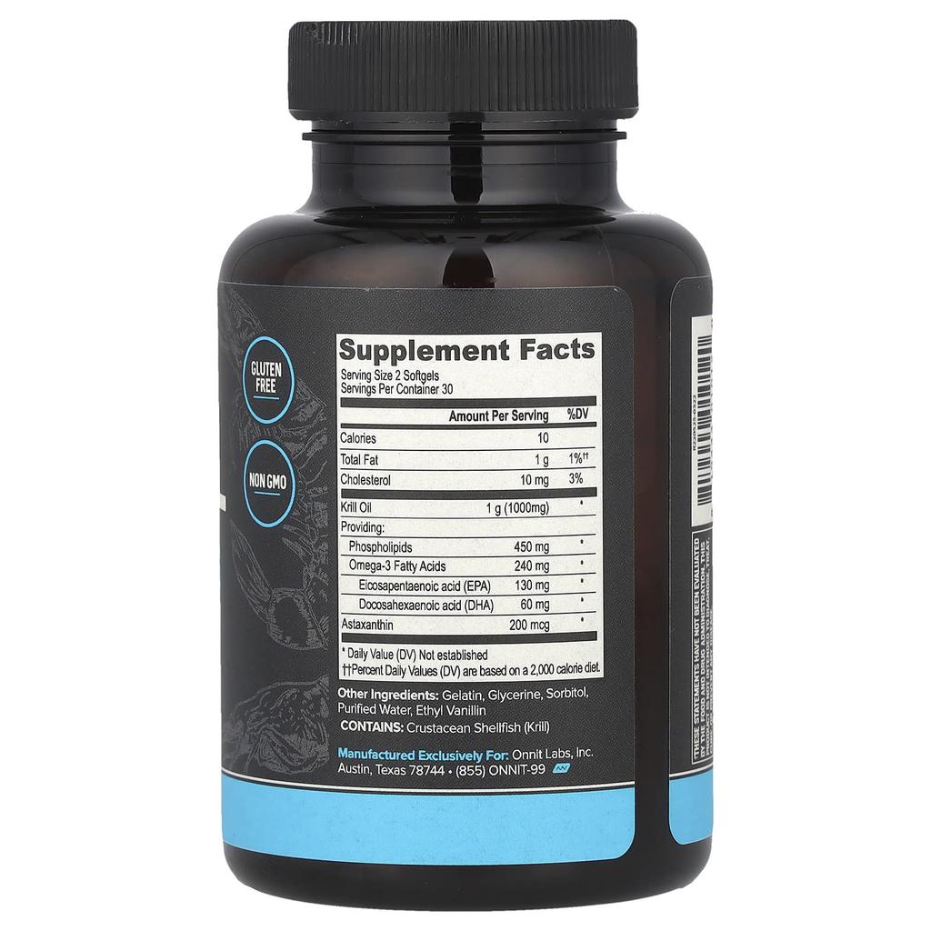 Onnit Krill Oil, Essential Fats, 60 Softgels