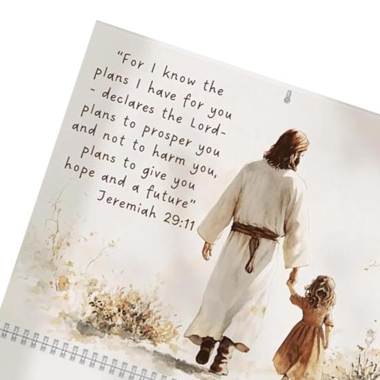 Настенный календарь 2025 года «Иисус», религиозное произведение искусства, настенный календарь, стихи из Библии, подвесной ежемесячный календарь для любителей Христа