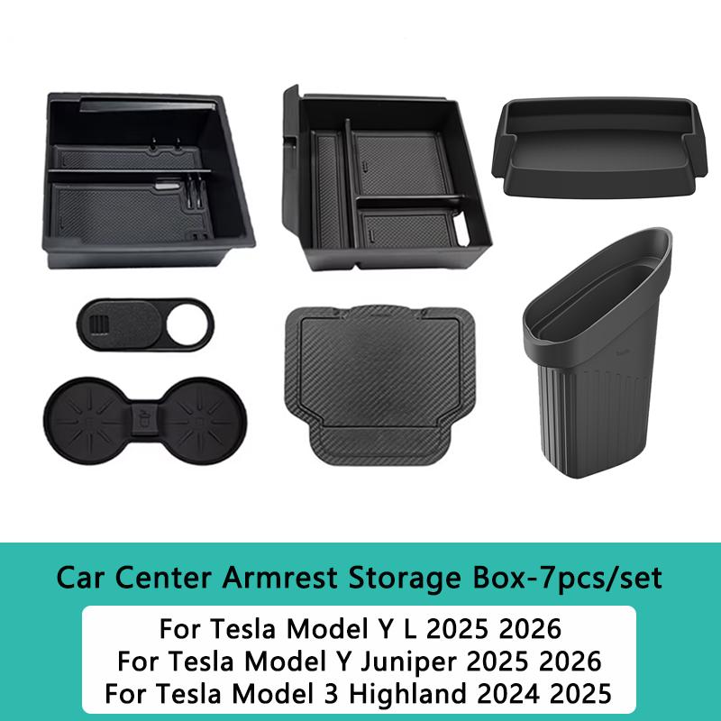 Для Tesla Model Y juniper 2026 Ящик для хранения Model 3 2025 Highland Крышка лотка для хранения в центральной консоли подлокотника Аксессуары для организации