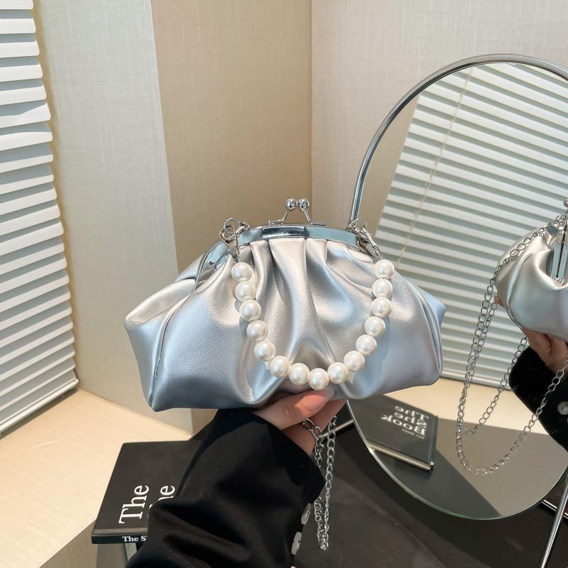 Летняя новая плиссированная жемчужная портативная сумка через плечо красивая легкая роскошь тренд темперамент сумка-мессенджер женская сумка