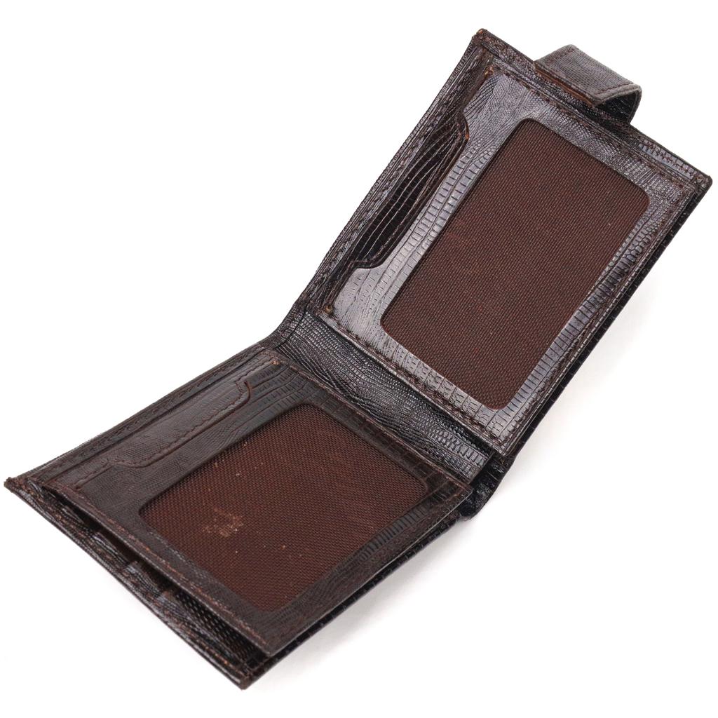 Небольшой мужской кошелек из натуральной фактурной кожи CANPELLINI Purse 21507 Коричневый