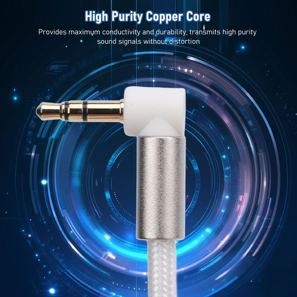 90 Degree Angle Stereo Auxiliary Cord Stereo Sound Support Male to Male Aux Cable for Headphone