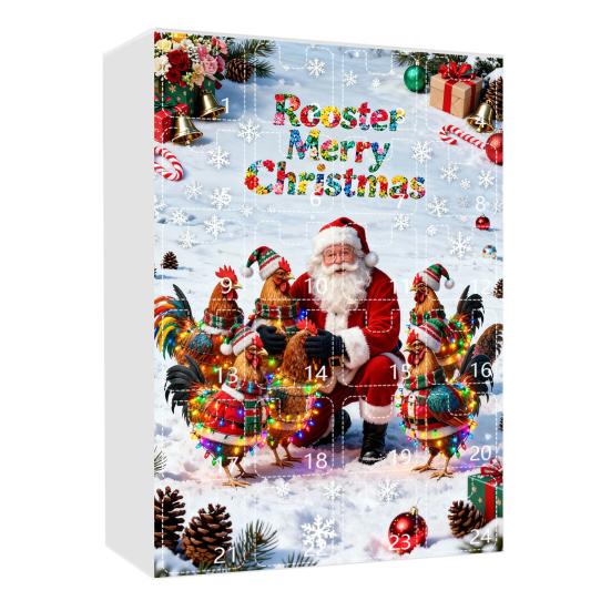 Рождественский куриный адвент-календарь 24-дневная коробка для обратного отсчета с легко открывающимися окошками многофункциональная